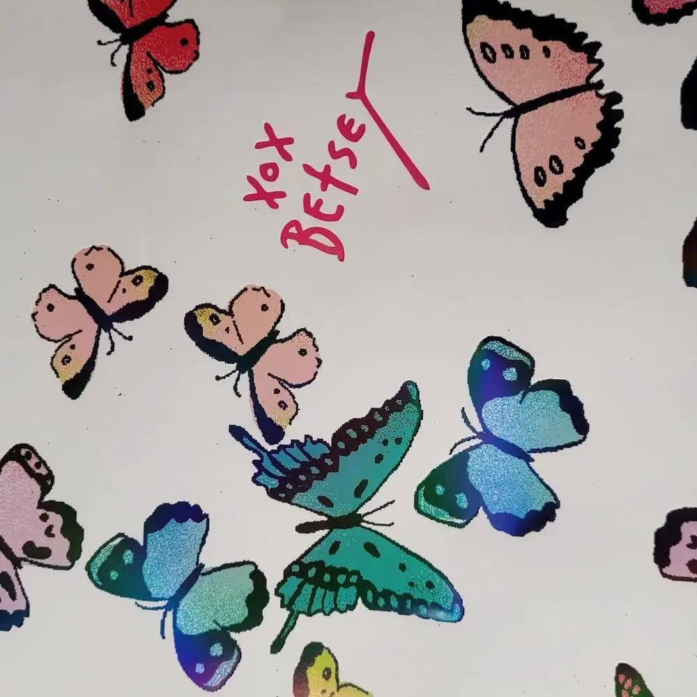 Betsey Johnson 2 Pk Gift Bags Pastel Rainbow‎ Leopard Print Butterflies XOXO NWT